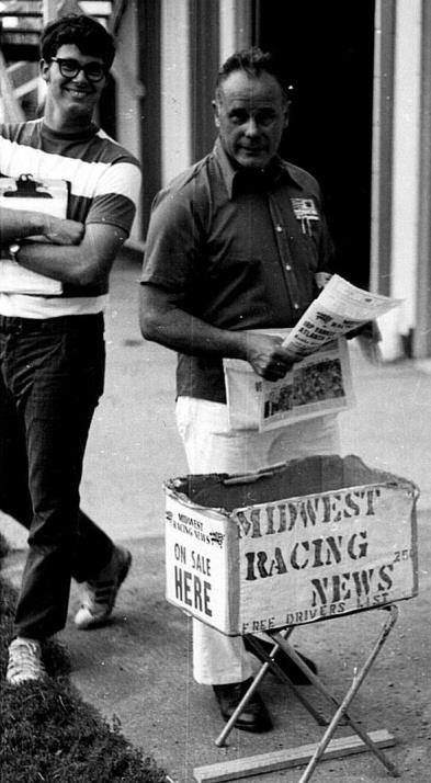 Pete Vercauteren and his father with a copy of Midwest Racing News