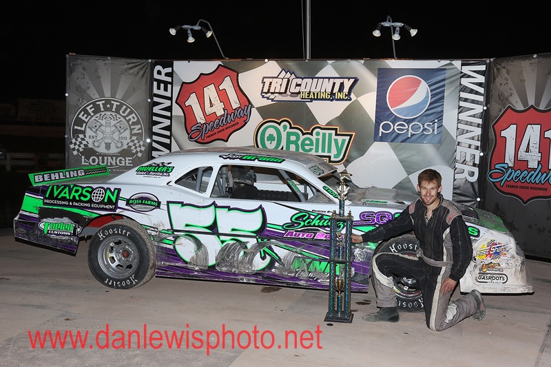 Jesse Krahn winning the track championship at 141 Speedway